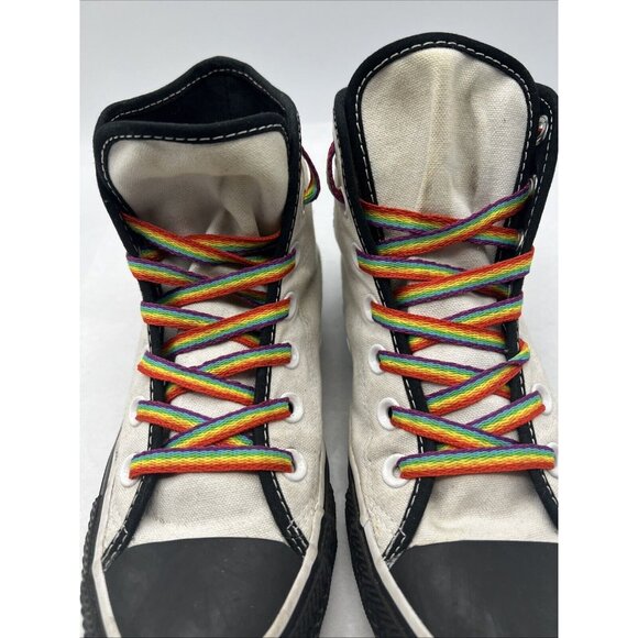 Converse Chucks Pride Sneakers Mens 4 Womens 6 Custom Made Black White Rainbow - Picture 9 of 14